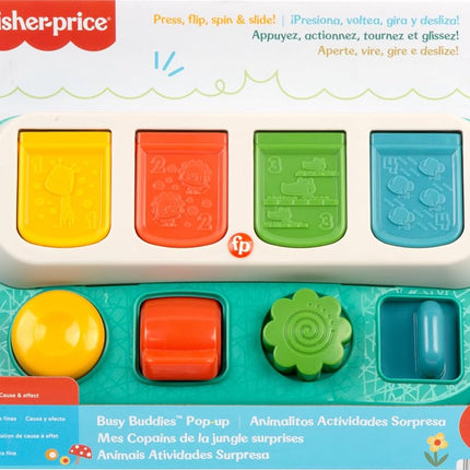 Fisher-Price Baby Early Learning Toy with Fine Motor Activities for Cause-and-Effect Play, Busy Buddies Pop-Up