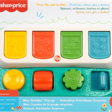 Fisher-Price Baby Early Learning Toy with Fine Motor Activities for Cause-and-Effect Play, Busy Buddies Pop-Up
