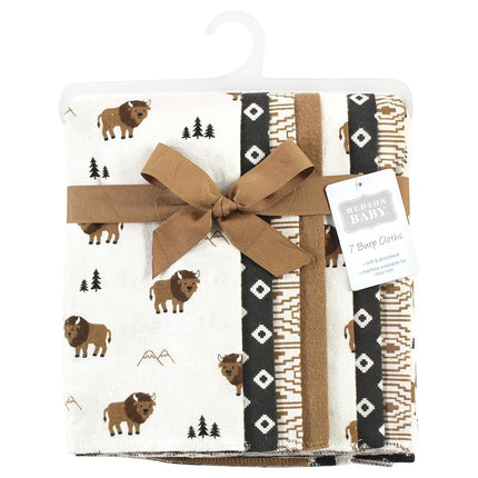 Hudson Baby Lot de 7 langes en flanelle de coton pour bébé, motif Wild Buffalo, taille unique