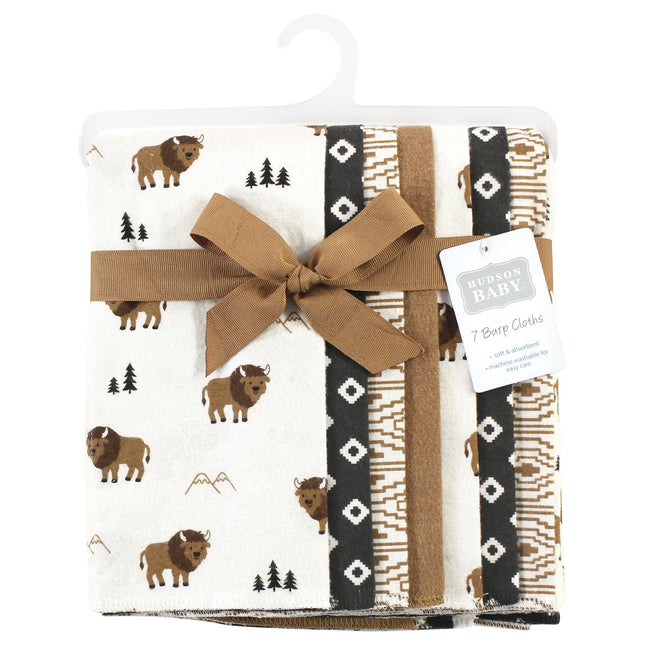 Hudson Baby Lot de 7 langes en flanelle de coton pour bébé, motif Wild Buffalo, taille unique