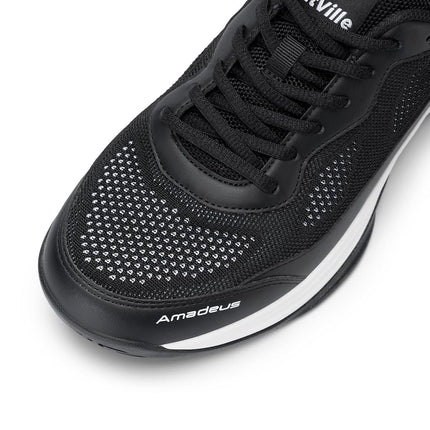 FitVille Mens Wide Tennis Shoes,Breathable Badminton Shoes Cushioning Pickleball Shoes Racquet Sport Shoes|Arch Support & Wide Toe Box & Slip-Resistant Black
