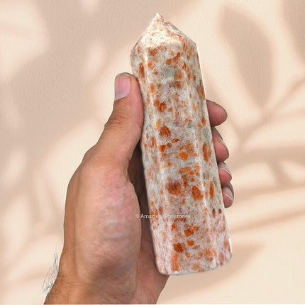Large Sunstone Crystal Towers ~ Natural Healing Crystal Point Obelisk for Reiki Healing and Crystal Grid (5.5" to 6" INCH)