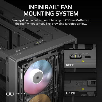 CORSAIR FRAME 4000D RS ARGB Modular Mid-Tower ATX PC Case – High Airflow, 3x Pre-Installed RS ARGB Fans, InfiniRail™ Fan Mounting System, ASUS BTF, MSI Project Zero, Gigabyte Project Stealth – Black