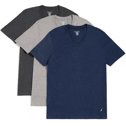 Nautica Men's 3-Pack Heathered V-Neck T-Shirt, Lig
