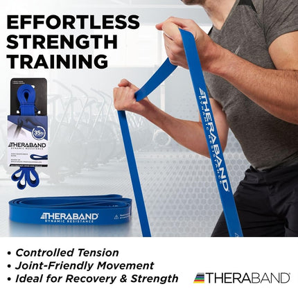 THERABAND High Resistance Band, Heavy Elastic Super Band for Full Body Workouts, Physical Therapy, Strength Training, Durable 41” Loop Exercise Band, 35 lbs Resistance Blue