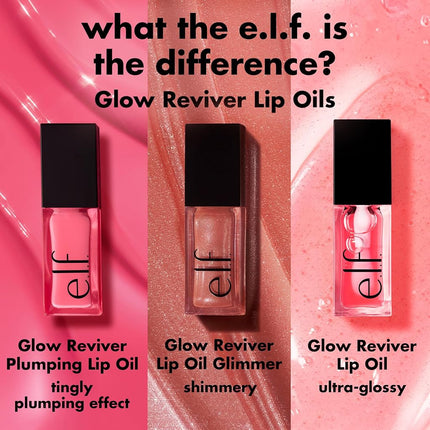 e.l.f. Glow Reviver Plumping Lip Oil, Tinted Lip Plumper For A High-Shine, Plump Finish, Infused With Jojoba Oil, Vegan & Cruelty-Free, Piggy Bank