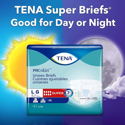 TENA Incontinence Briefs, Super, Medium 14 ea
