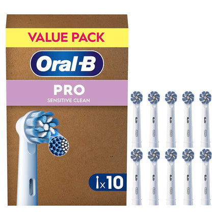 Oral-B Pro Sensitive Clean Electric Toothbrush Heads, 10 Count - Extra Soft Bristles, Original Replacement Brush Heads, Deep Plaque Removal, Gentle Cleaning for Teeth & Gums, Mailbox Compatible,