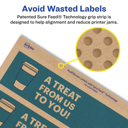Avery Kraft Brown Rectangle Labels with Sure Feed, 2.25" x 7.75", 200 Kraft Brown Labels, Print-to-The-Edge, Laser/Inkjet Printable Labels