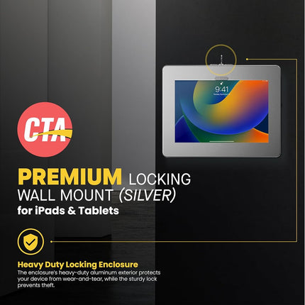 Locking iPad Wall Mount - CTA Anti-Theft Locking Tablet Enclosure for iPad 10.9" 10th Gen - A16 - Air 11 - Pro 11 Inch - 7/8/9 Gen - 10th Gen 10.2" - Pro 11" - Galaxy Tabs - (PAD-PARAWS)