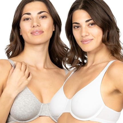 Fruit of the Loom Women's Unlined Underwire Bra-Cotton & Spandex Blend for Natural Shape and Flexibility T-Shirt, Opaque, Bittersweet Pink/Wht/Grey HTHR, 38DD (Pack of 3)