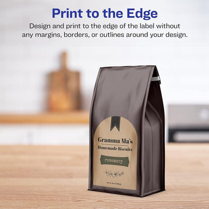 Etiquetas Marrones Kraft Arqueadas Avery con Sure Feed, 4.75" x 3.5", 200 Etiquetas Marrones Kraft, Impresión hasta el Borde, Etiquetas Imprimibles Láser/Inyección de Tinta