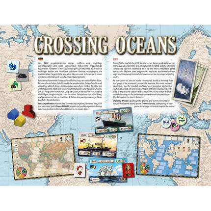 RIO Grande Games ACH Crossing Oceans - Economic Themed Board Game, 19th Century Maritime Strategy Board Game, PD Games, Rio Grande Games, for Ages 14+, 2-4 Players, 45-90 Minute Playing Time