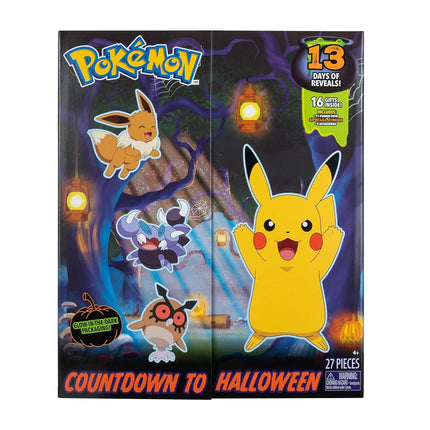 Pokémon 2024 Halloween Countdown Advent Calendar for Kids, 16 Gift Playset - 13 Days of Reveal with 11 Toy Character Figures & 5 Accessories - Pikachu, Eevee, Meowth & More - 4.5" Deluxe Action