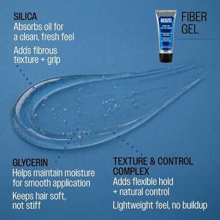 Reuzel Fiber Gel for Men - Alcohol Free Formula - Subtle, Sugary Rum Fragrance - Non Sticky and Flake Free - Adds Fullness and Structure to the Hair - Firm Holding Power - Easy to Wash Away - 100 ml