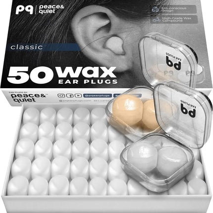 Peace&Quiet PQ Wax Ear Plugs for Sleeping - 50 Sil