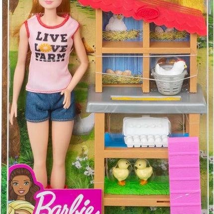 Barbie FXP15 Chicken Farmer Doll, Red Hair and Playset with Henhouse, Chickens and More Multicoloured FXP15