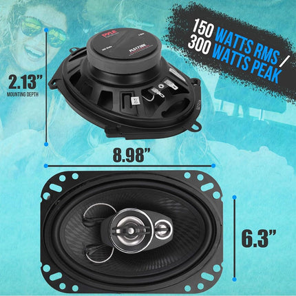Pyle 3-Way Universal Car Stereo Speakers - 300W 5”x7” Triaxial Loud Pro Audio Car Speaker Universal Quick Replacement Component Speaker Vehicle Door/Side Panel Mount Compatible PL5173BK (Pair)