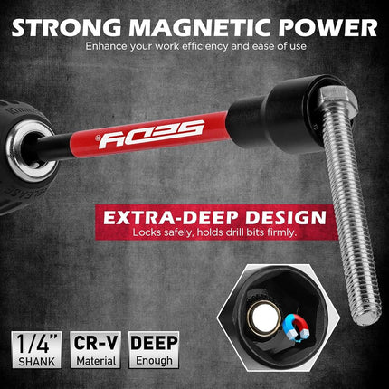 SEDY 41-Piece Metric & SAE 1/4" Magnetic Nut Driver Bit Set, CR-V Steel, 48mm & 150mm, Universal Socket, Ratchet Wrench, Quick-Change Bit Holder for Mechanics, Electricians, DIY