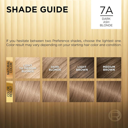 L'Oréal Paris Superior Preference Permanent Hair Color, 7A Dark Ash Blonde