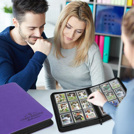 Foalgo 9 Pocket Trading Card Binder Album Folder, Holds 540 Cards, Purple, 7.5in x 9.8in