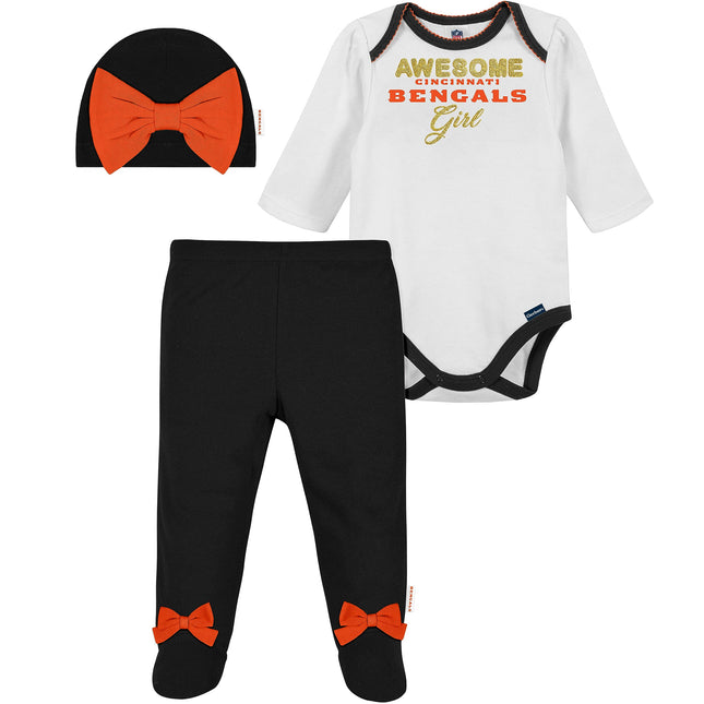 NFL Baby Girls' 3Pc Bodysuit, Footed Pant, & Cap S