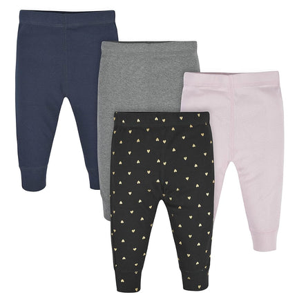 Gerber Girls' Toddler 3-Pack Pull-on Knit Leggings, Hearts, 0-3 Months