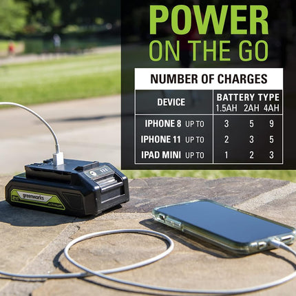 Greenworks 24V 11 inch TORQDRIVE String Trimmer, 2Ah USB Battery and Charger Included ST24B214