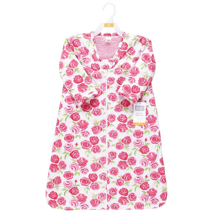 Hudson Baby Unisex Baby Long Sleeve Plush Faux Fur Sleeping Bag, Wearable Blanket, Pink Roses, 12-18 Months