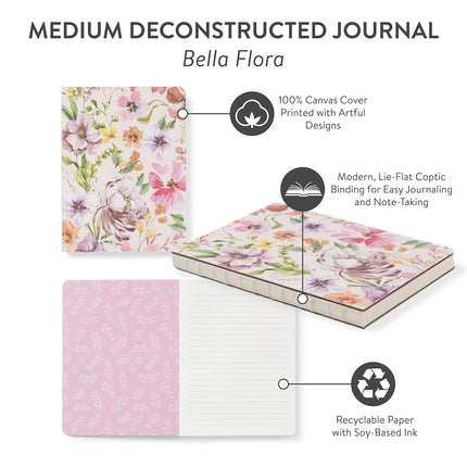 Studio Oh! Medium Deconstructed Lined Notebook Journal, Bella Flora Design