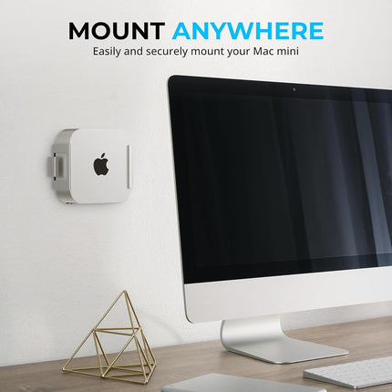 SABRENT Support Mac mini M4 (2024+) – Support flexible de bureau/mur en aluminium, support résistant aux rayures avec gestion des câbles et circulation de l'air – Support Mac mini sécurisé pour mur, bureau ou surface (BK-MAC2)