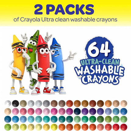 Crayola 64ct Ultra Clean Crayons, 2 Pack, Multicolor