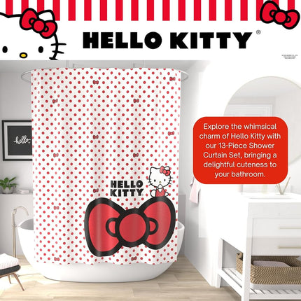 Franco Hello Kitty 13 Piece Shower Curtain and Ring Set, (100% Officially Licensed Product)