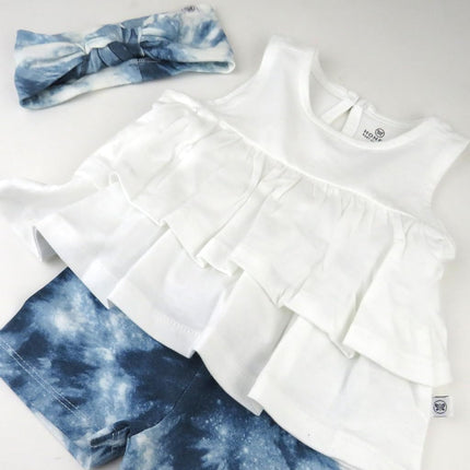 HonestBaby Fashion Outfit Sets Tops and Bottoms 100% Organic Cotton for Baby and Toddler Girls, Tie Dye Independence, Newborn