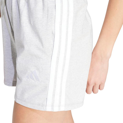 adidas Women's Essentials 3-Stripes Cotton Shorts, Light Grey Mottled/White, XS