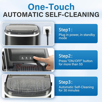 Simple Deluxe Ice Maker Machine for Countertop, 26lbs Ice/24Hrs, 9 Ice Cubes Ready in 6 Mins, Portable Self-Clean Electric Ice Machine with Scoop and Basket, 13.7lbs, for Home Kitchen Office Bar Party