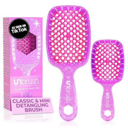 FHI HEAT UNbrush and UNbrush MINI Wet & Dry Vented Detangling Hair Brush, Rose Quartz Pink