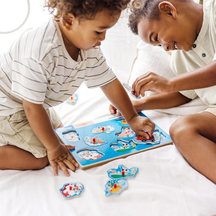 Melissa & Doug Disney Mickey Mouse and Friends Vehicles Light-Activated Sound Puzzle (8 pcs) Mickey Mouse Toddler Toys, Wooden Sound Puzzles for Toddlers Ages 2+