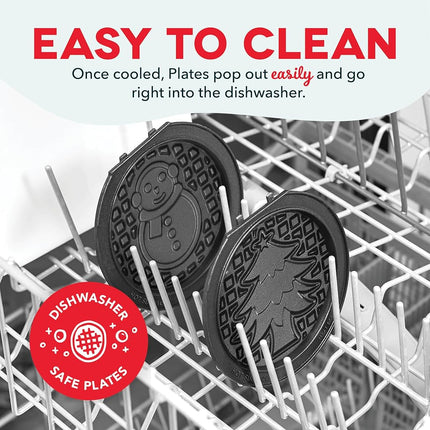 DASH Multimaker Mini System Two 4” Nonstick Removable Waffle Plates Set (Snowman & Tree) - 2Pc Plate Pack for Waffle Iron & Griddle, Compatible with Dash MultiMaker Mini System, Nonstick Surface