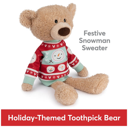 GUND Toothpick con suéter navideño, oso de peluche clásico para mayores de 1 año, beige/rojo/blanco, 15 pulgadas