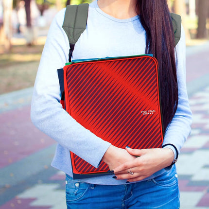 Five Star Zipper Binder, 2 Inch 3-Ring Binder for School, 6 Pocket Expanding File, 880 Sheet Capacity, Red (72538)