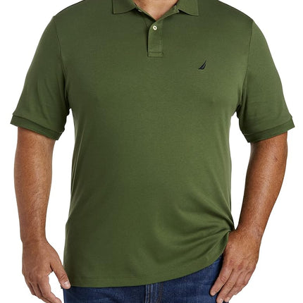 Nautica Men's Classic Fit Short Sleeve Solid Soft Cotton Polo Shirt, Pine Forest, Large Tall