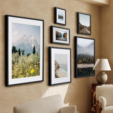 Marco para Póster Americanflat de 24x36 con Plexiglás Pulido - Úsalo como Marco de 20x30 con Paspartú o para Exponer una Foto de 24x36 sin Paspartú - Colección Soho - Marcos de Foto de Moldura Profunda para Pared - Negro