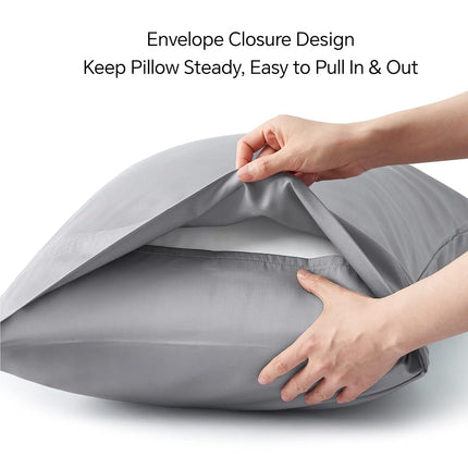 BEDELITE Pillow Cases Standard Size 2Pcs, Rayon from Bamboo, Silver Grey