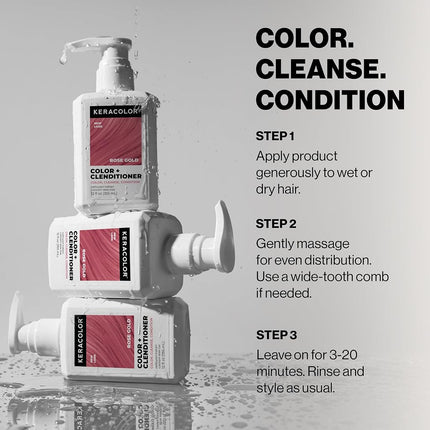Keracolor Clenditioner Color Depositing Conditioner Colorwash, Rose Gold, 12 fl. oz.