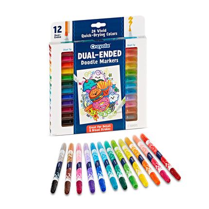 Crayola Dual Chisel Tip & Brush Markers, Art Markers, Gifts for Teens, 12ct