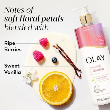 Olay Nourishing and Moisturizing Body Lotion for Women with Hyaluronic Acid, Long-lasting Moisture Supply, Vitamin E and Vitamin B3 Complex, Rapid Formula, 480 ml (1 Piece)