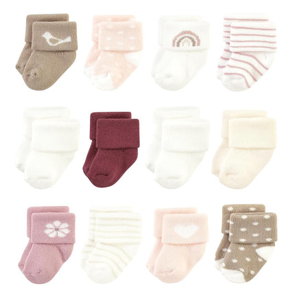 Hudson Baby Calcetines de Felpa y Algodón para Bebé Recién Nacido, Corazón Rosa, 0-6 Meses, Corazón Rosa, 0-6 Meses