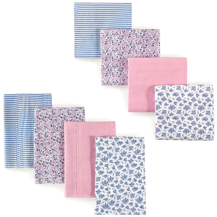Hudson Baby Lot de 8 langes en flanelle de coton pour bébé, motif floral classique, taille unique