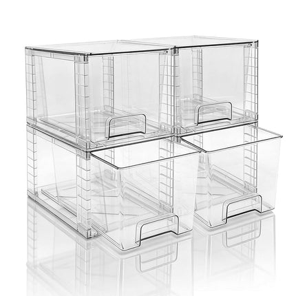 XWYWX Medium Clear Stackable Storage Drawers (4 Pa